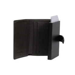 Boîtier porte-cartes Stop RFID Cuir CONFORT Marron foncé Clio