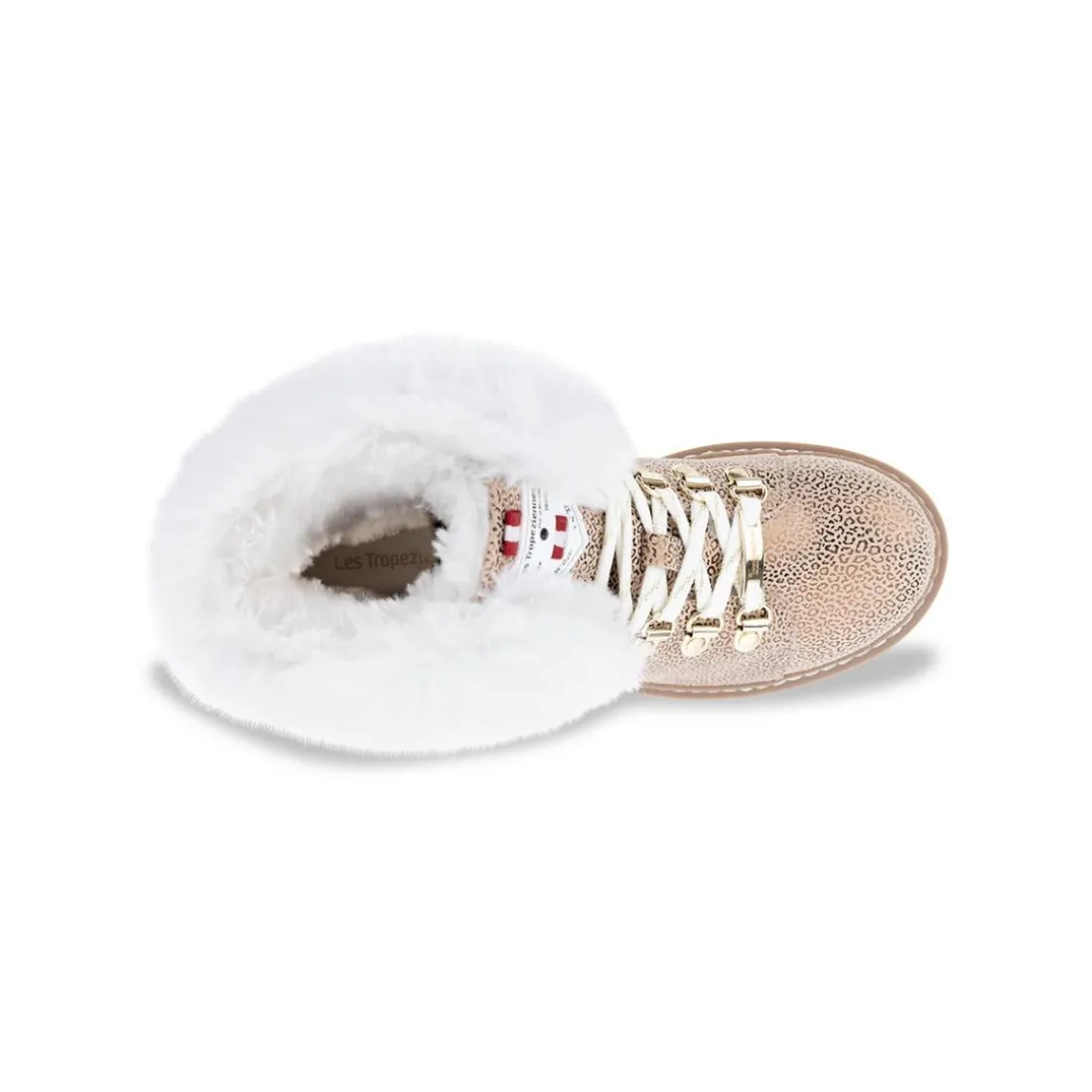 Bottes de neige femme beige léopard LACEN en cuir