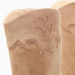 Bottes santiags beige à talon beige