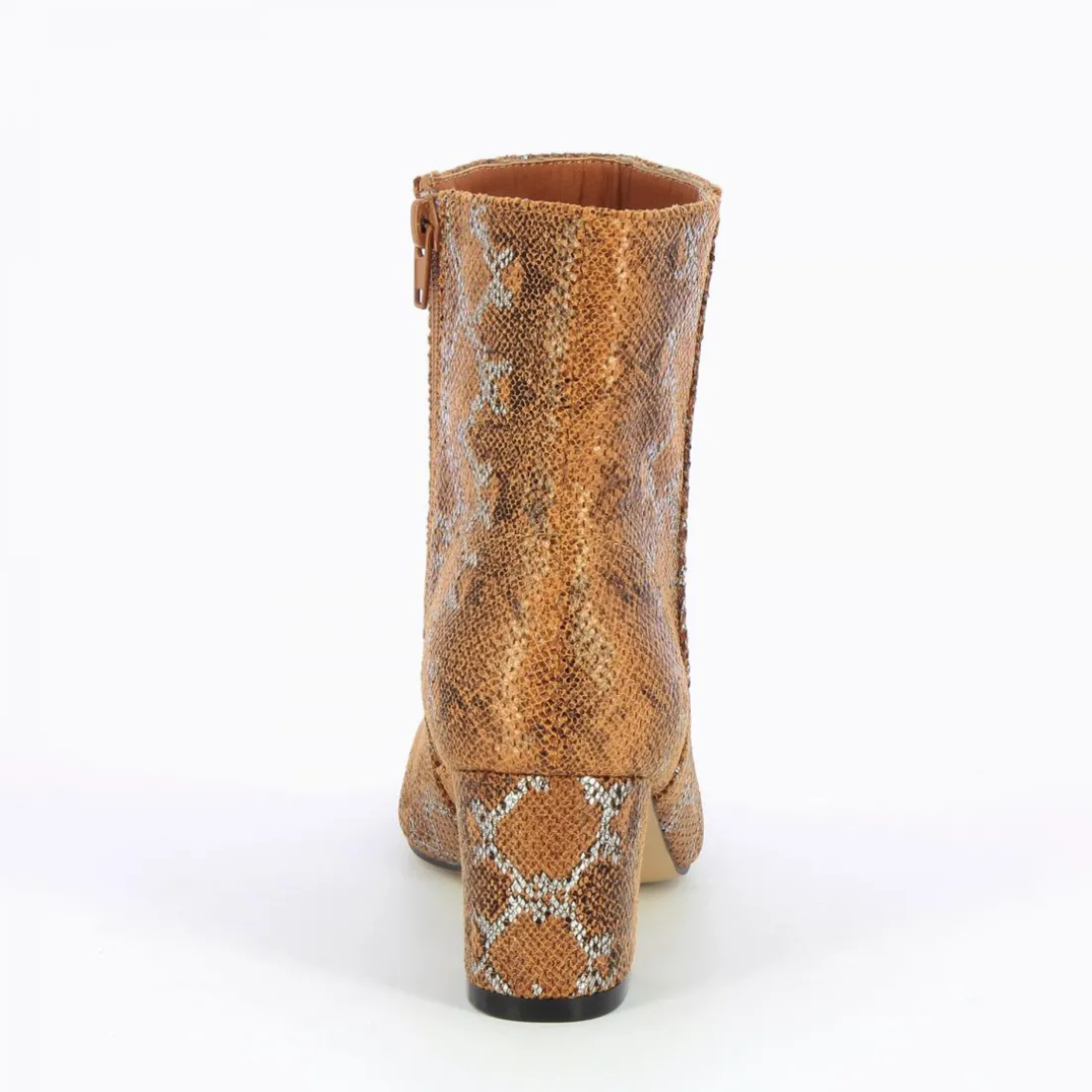 Bottines Femme - Camel à imprimé serpent