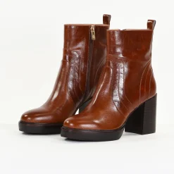 Bottines Femme en Cuir DAHLIA Cognac