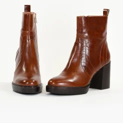 Bottines Femme en Cuir DAHLIA Cognac
