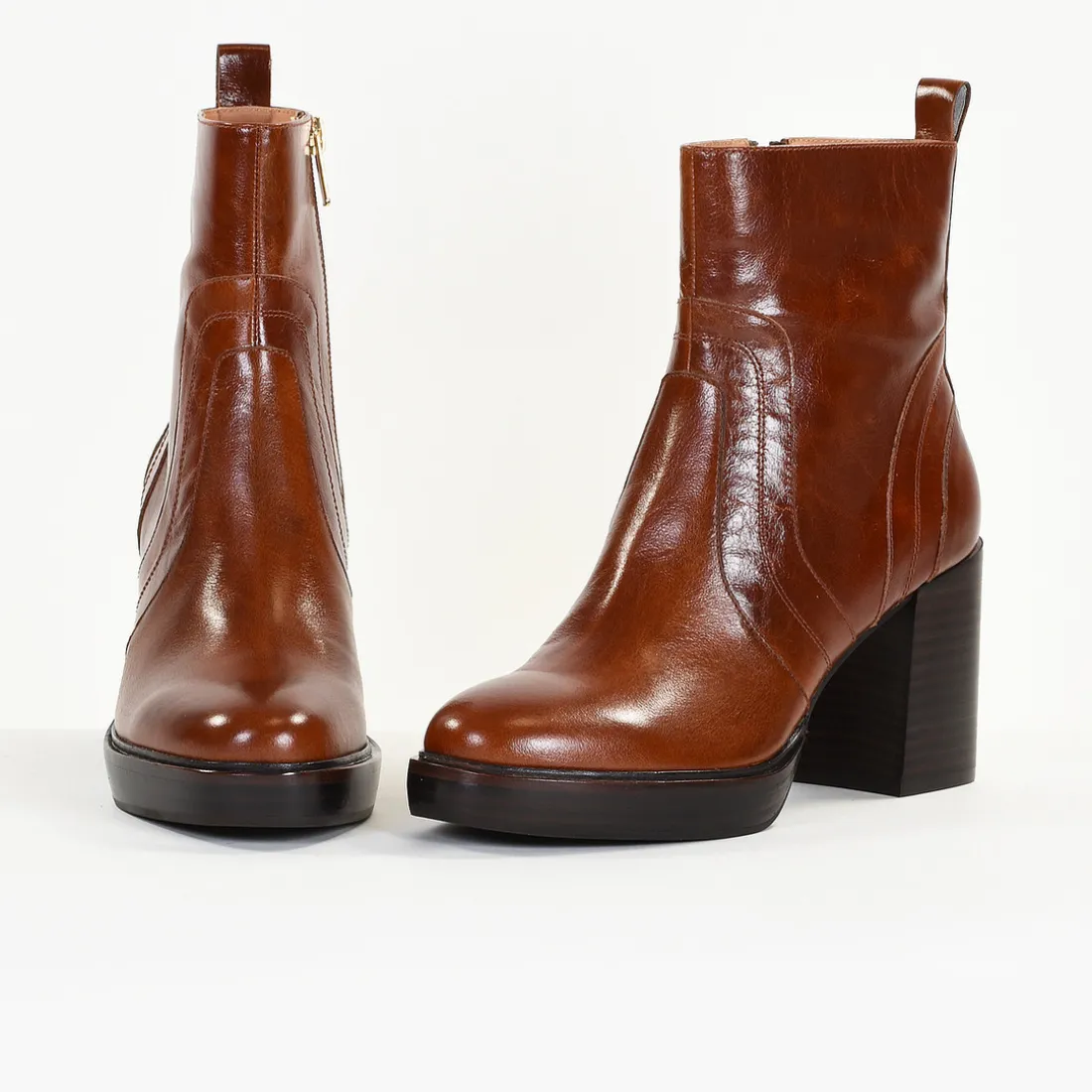 Bottines Femme en Cuir DAHLIA Cognac
