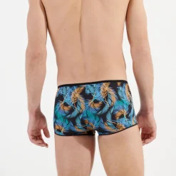 Boxer fond noir avec motif bleu