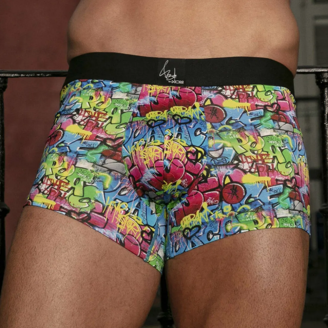 BOXER MULTICOLORE EN MICROFIBRE – GRAFFITI WALL