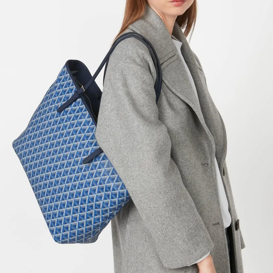 Cabas Epaule Zippé L IKON Bleu - Lancaster en tissu