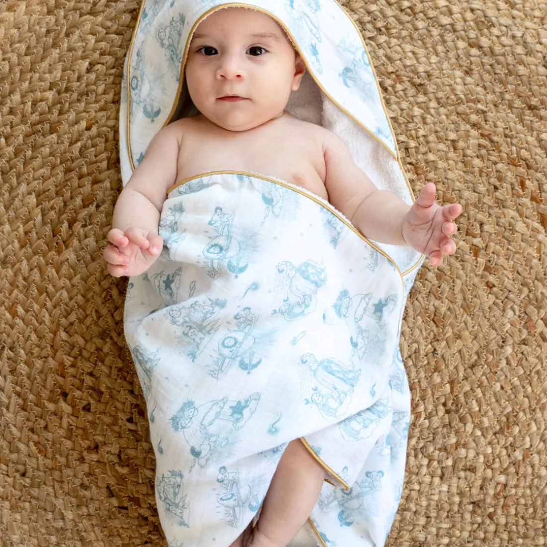 Cape de bain pour bébé Jouy bleu