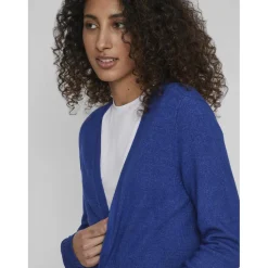 Cardigan col fendu bleu en viscose Lyra