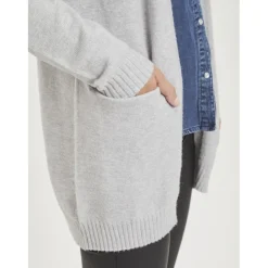 Cardigan col fendu gris en viscose Faye