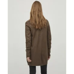 Cardigan col fendu marron en viscose Ria