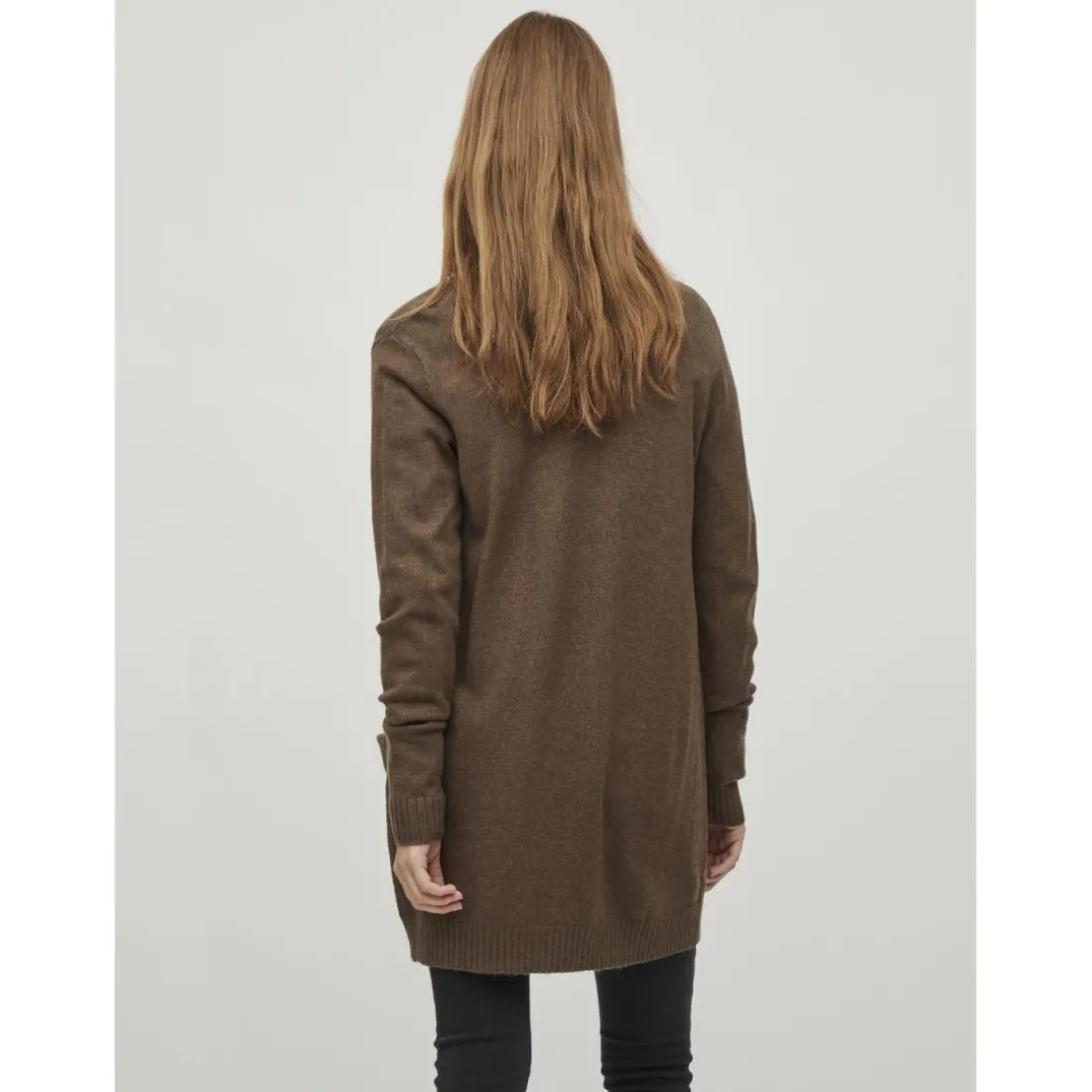 Cardigan col fendu marron en viscose Ria