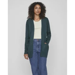 Cardigan col fendu turquoise en viscose Ivy