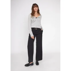 Cardigan col rond femme ZIKA en cachemire gris perle