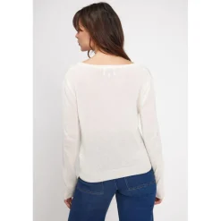 Cardigan col rond femme ZIKA en cachemire ecru