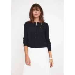 Cardigan col rond femme ZIKA en cachemire noir