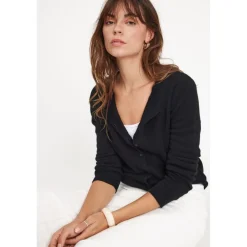Cardigan col rond femme ZIKA en cachemire noir