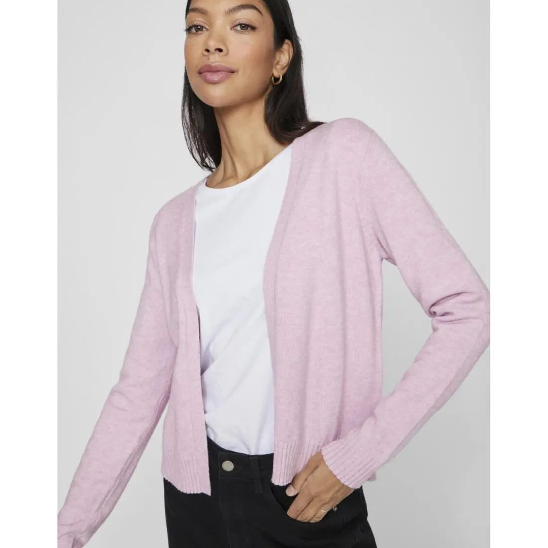 Cardigan court à maille en viscose Ril violet Noor