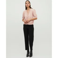 Cardigan en maille col en v rose clair