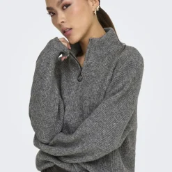 Cardigan en maille col zippé Tokyo gris Fleur