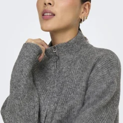 Cardigan en maille col zippé Tokyo gris Fleur