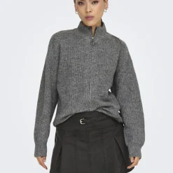 Cardigan en maille col zippé Tokyo gris Fleur