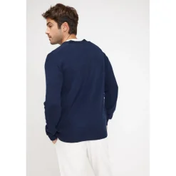 Cardigan homme col V ZAEL en cachemire bleu marine