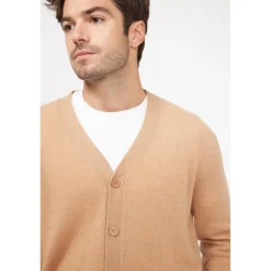 Cardigan homme col V ZAEL en cachemire beige