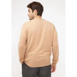 Cardigan homme col V ZAEL en cachemire beige