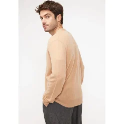 Cardigan homme col V ZAEL en cachemire beige