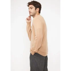 Cardigan homme col V ZAEL en cachemire beige