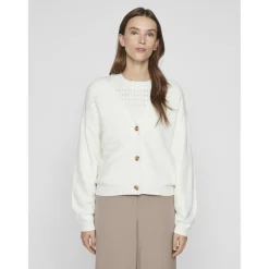 Cardigan manches longues en viscose Ril blanc Faye