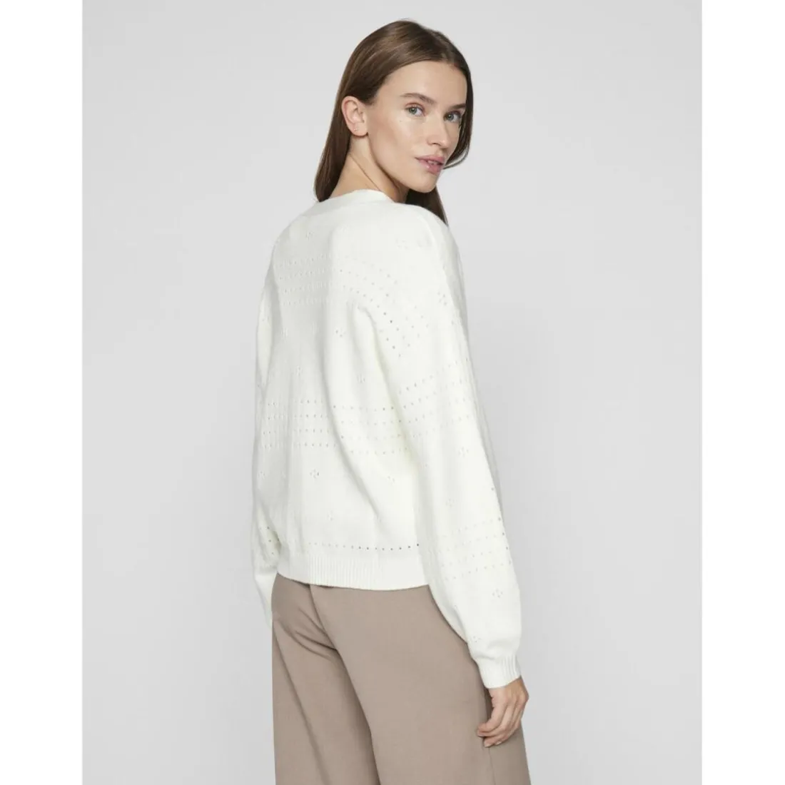 Cardigan manches longues en viscose Ril blanc Faye