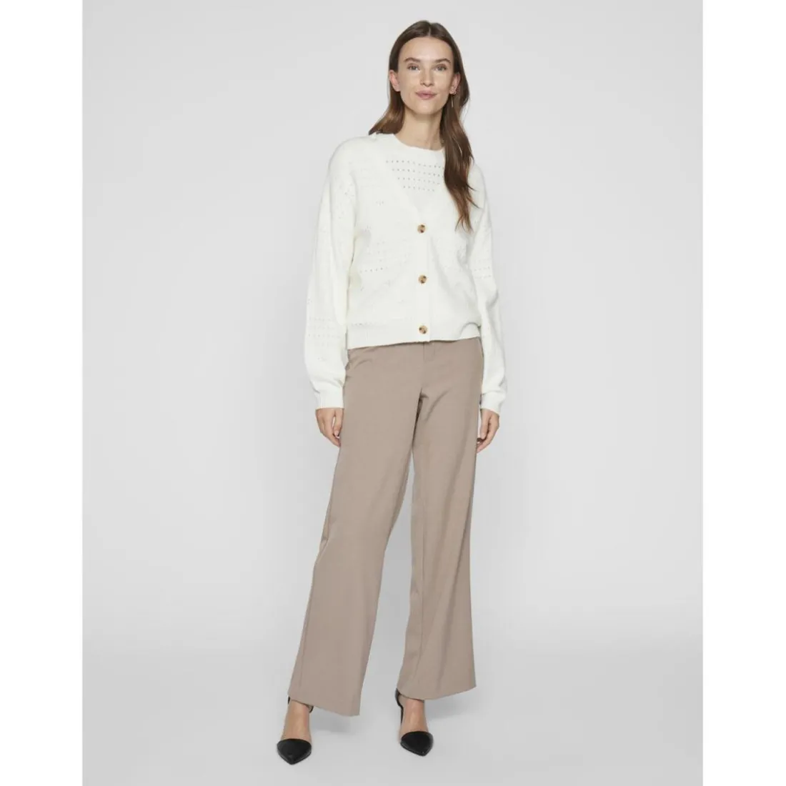 Cardigan manches longues en viscose Ril blanc Faye