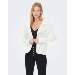 Cardigans Col rond Manches longues blanc en coton