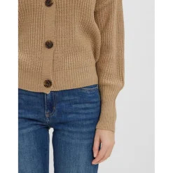 Cardigans en maille Col en V Manches longues beige Adele