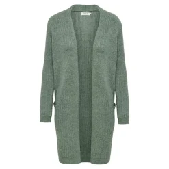 Cardigans en maille Col en V Manches longues Coupe plus longue vert Vale