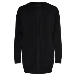 Cardigans en maille Col en V Manches longues Coupe plus longue noir Queen