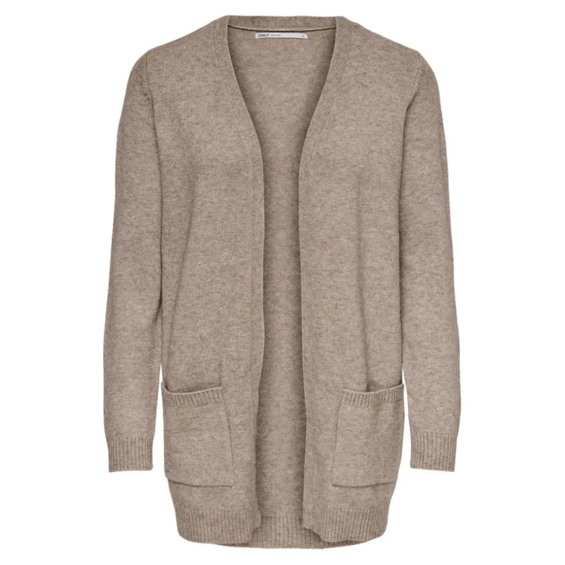 Cardigans en maille Col en V Manches longues Coupe plus longue beige