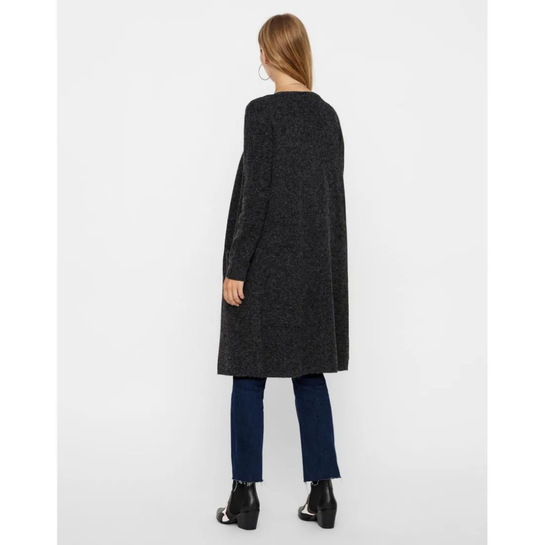 Cardigans en maille Col rond Manches longues Coupe longue noir
