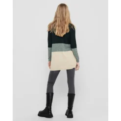 Cardigans en maille Rayures Col en V Manches longues Coupe plus longue vert