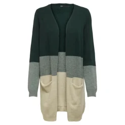 Cardigans en maille Rayures Col en V Manches longues Coupe plus longue vert