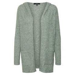 Cardigans en maille Sweat à capuche Manches longues Coupe longue vert