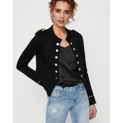 Cardigans en molleton Col rond Manches longues noir