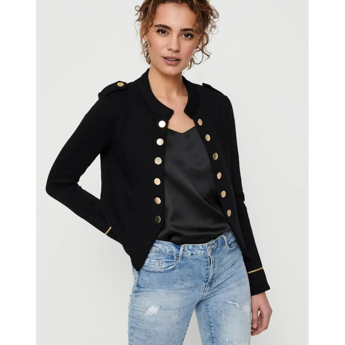 Cardigans en molleton Col rond Manches longues noir