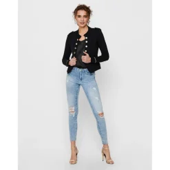 Cardigans en molleton Col rond Manches longues noir
