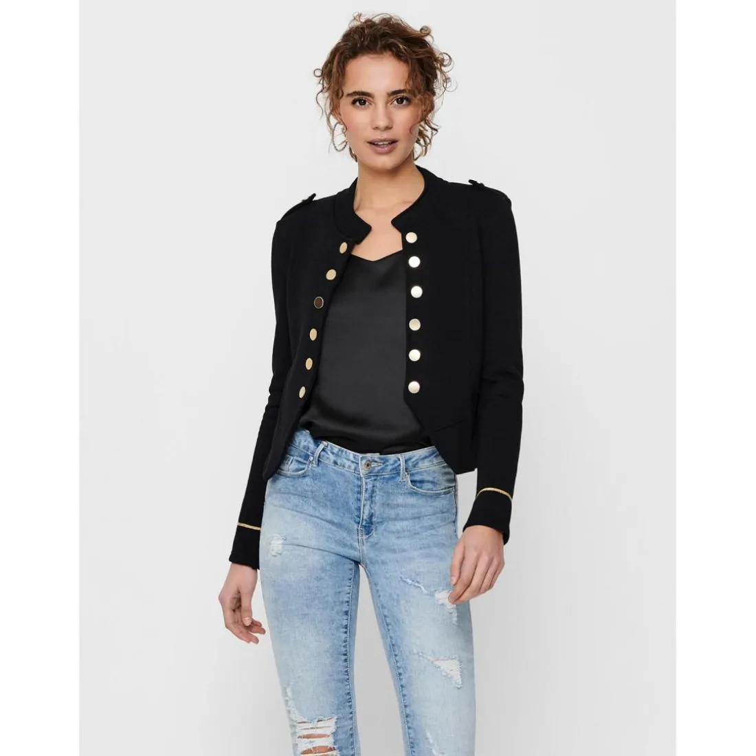 Cardigans en molleton Col rond Manches longues noir