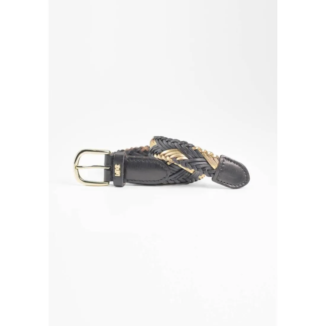 Ceinture JAKARTA en cuir noir et doré Vox