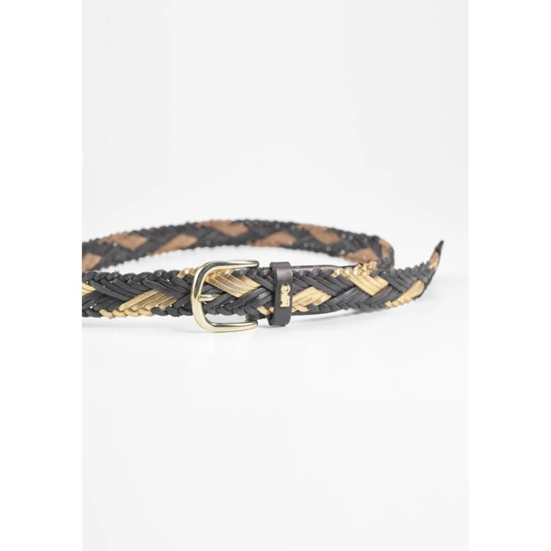 Ceinture JAKARTA en cuir noir et doré Vox
