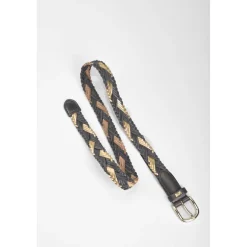 Ceinture JAKARTA en cuir noir et doré Vox