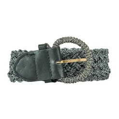 Ceinture lurex à fermoir rond vert
